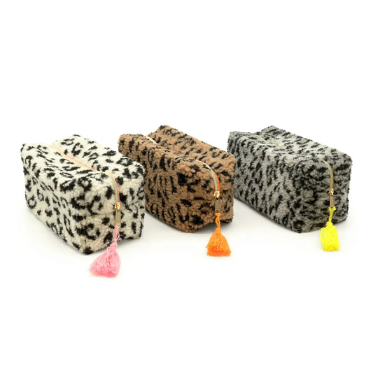 Rechthoekige toilettas Teddy - grijs, geel
