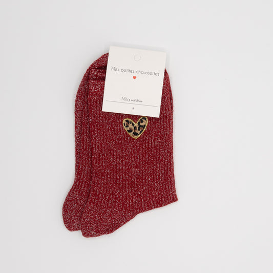 Rode hippe sokken met tijgerhartje