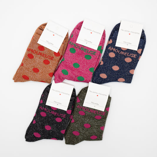 Zwarte, hippe sokken met opschrift AMOUREUSE