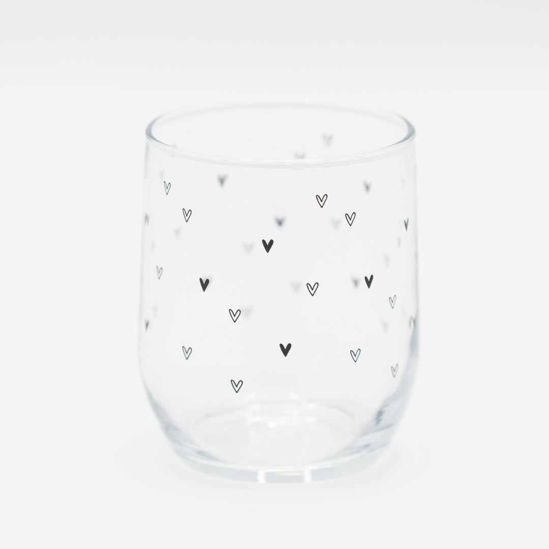 Drinkglas met vele hartjes