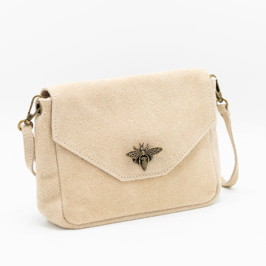 Beige handtas met bijtje