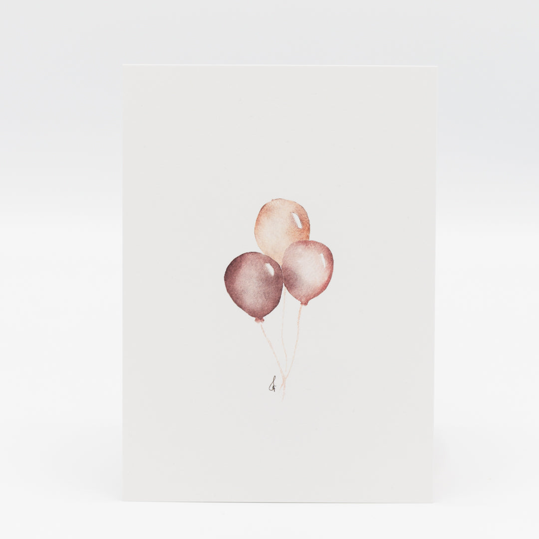 Wenskaart met roze ballonnen