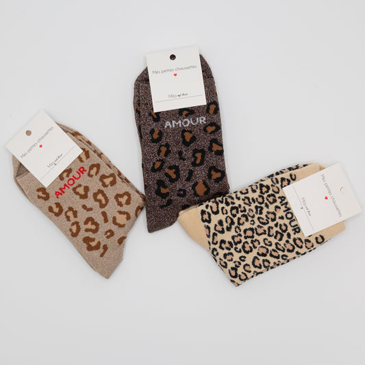 Lichtbeige hippe sokken met opschrift AMOUR