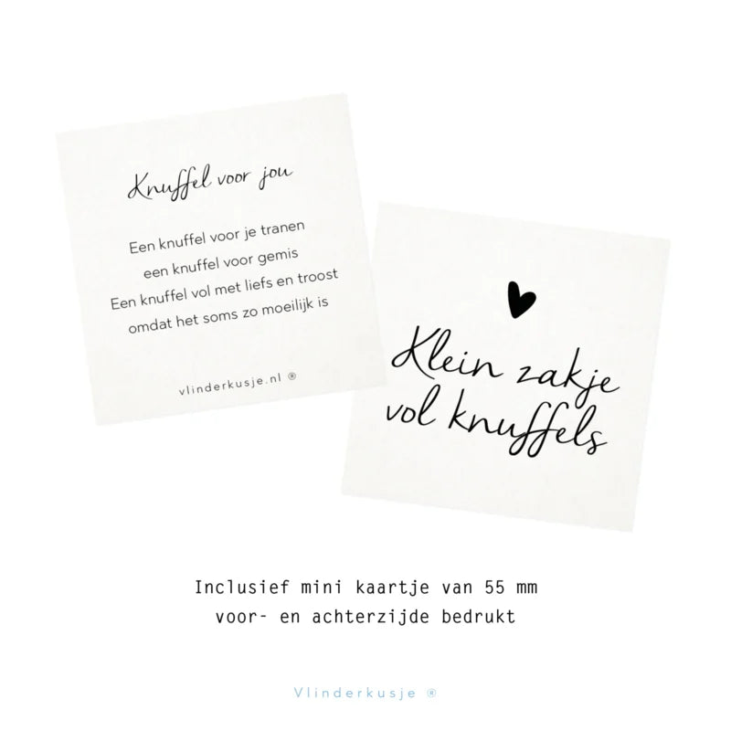 Zakje vol knuffels - met hartje en minikaartje