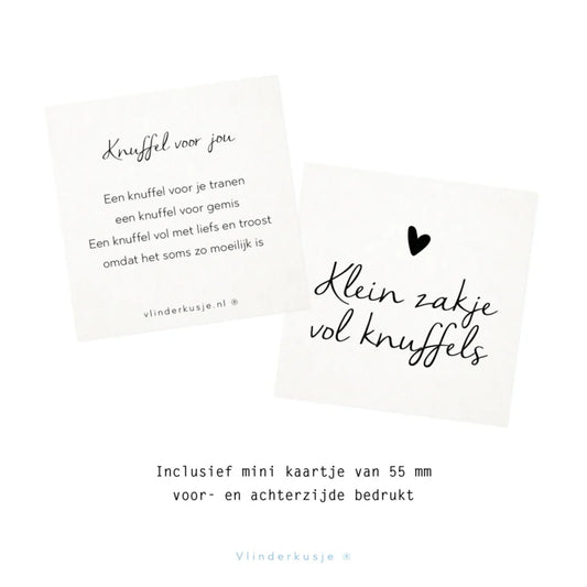 Zakje vol knuffels - met hartje en minikaartje
