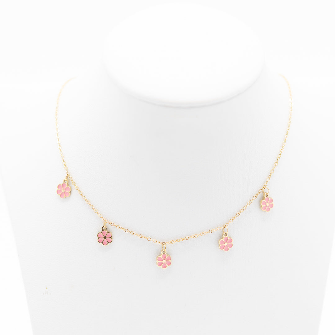 Ketting met roze bloemetjes