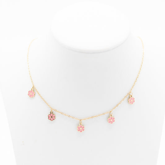 Ketting met roze bloemetjes
