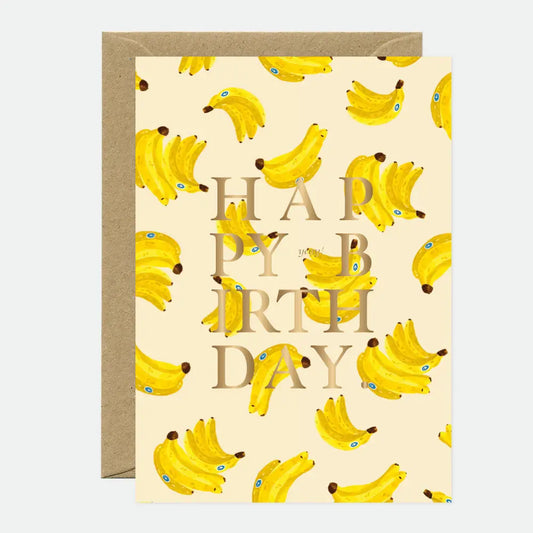 Verjaardagskaart met Golden Bananas