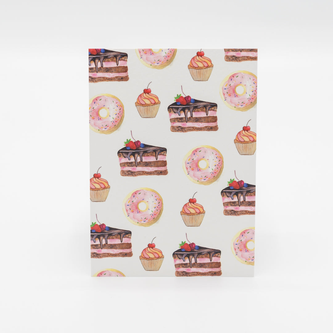 Wenskaart met donut & taart