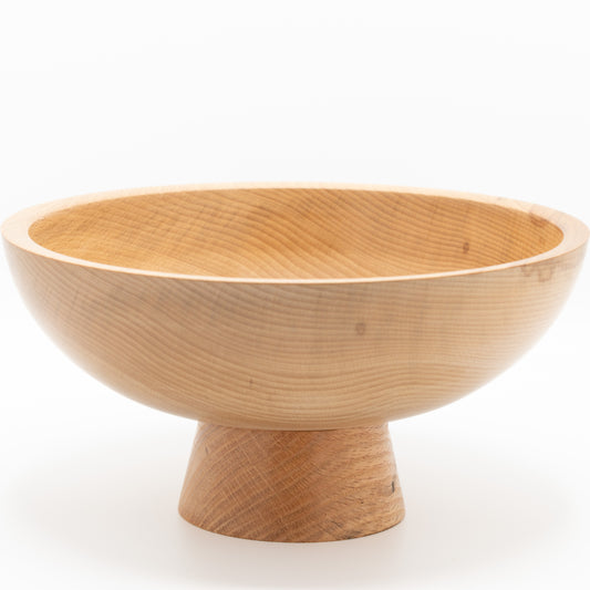 Handgedraaide, houten schaal met vaste voet