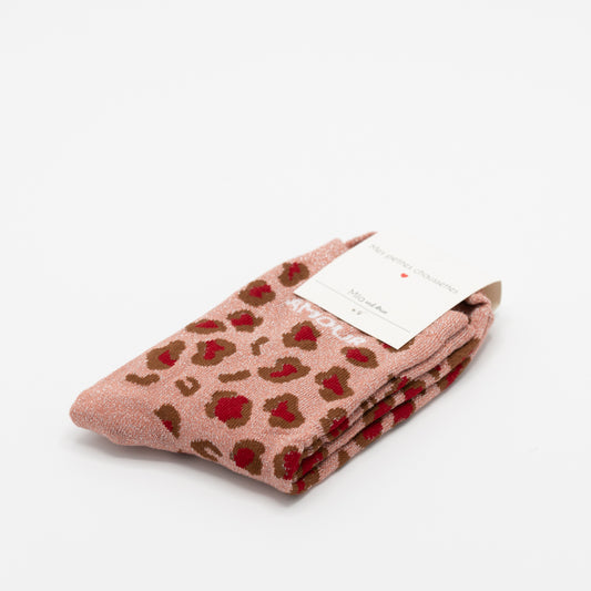 Roze, hippe sokken met opschrift AMOUR