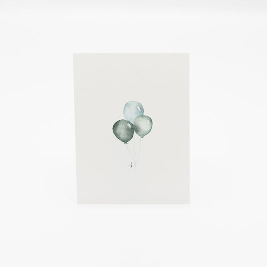 Wenskaart met blauwe ballonnen