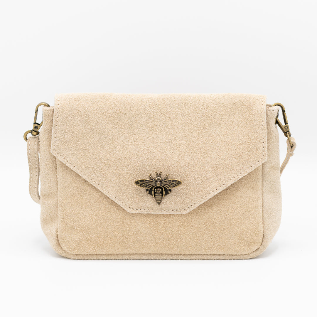 Beige handtas met bijtje