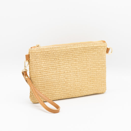Beige raffiahandtas