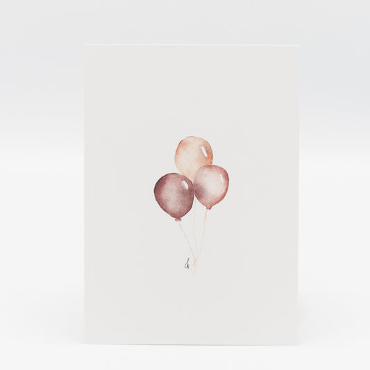 Wenskaart met roze ballonnen