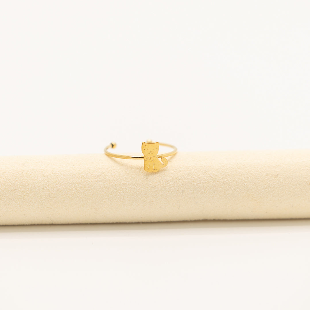 Kinderring met gouden poesje