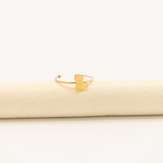 Kinderring met gouden poesje