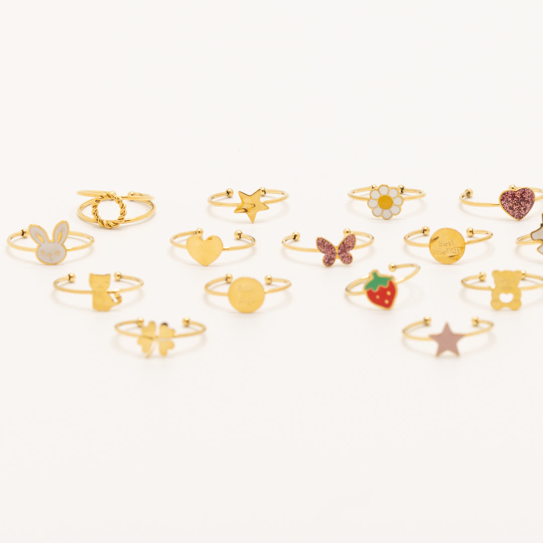 Kinderring met gouden poesje