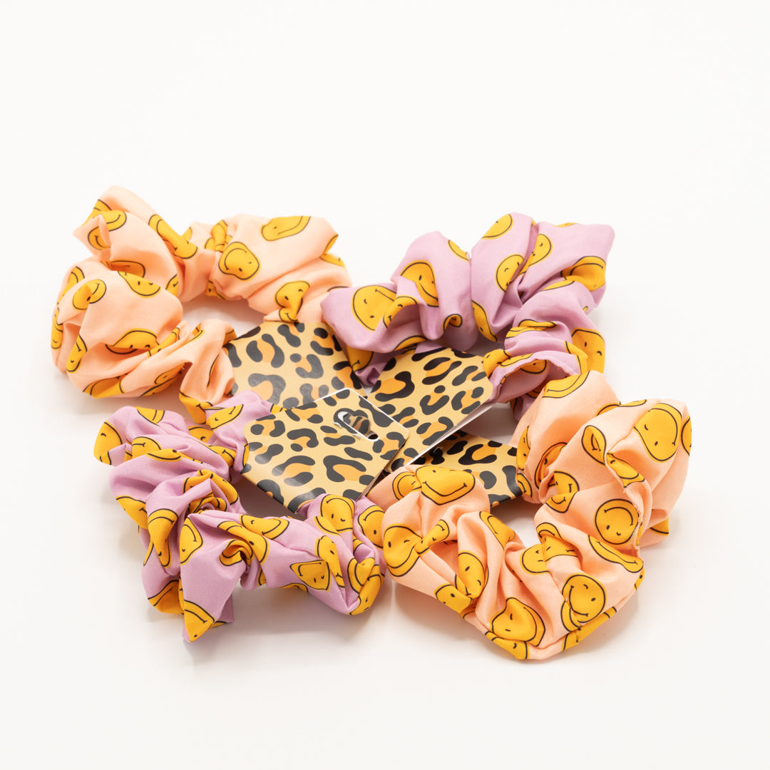 Scrunchie Smiley Roze