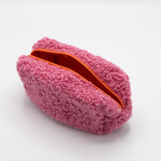 Fluffy toiletzak met oranje rits