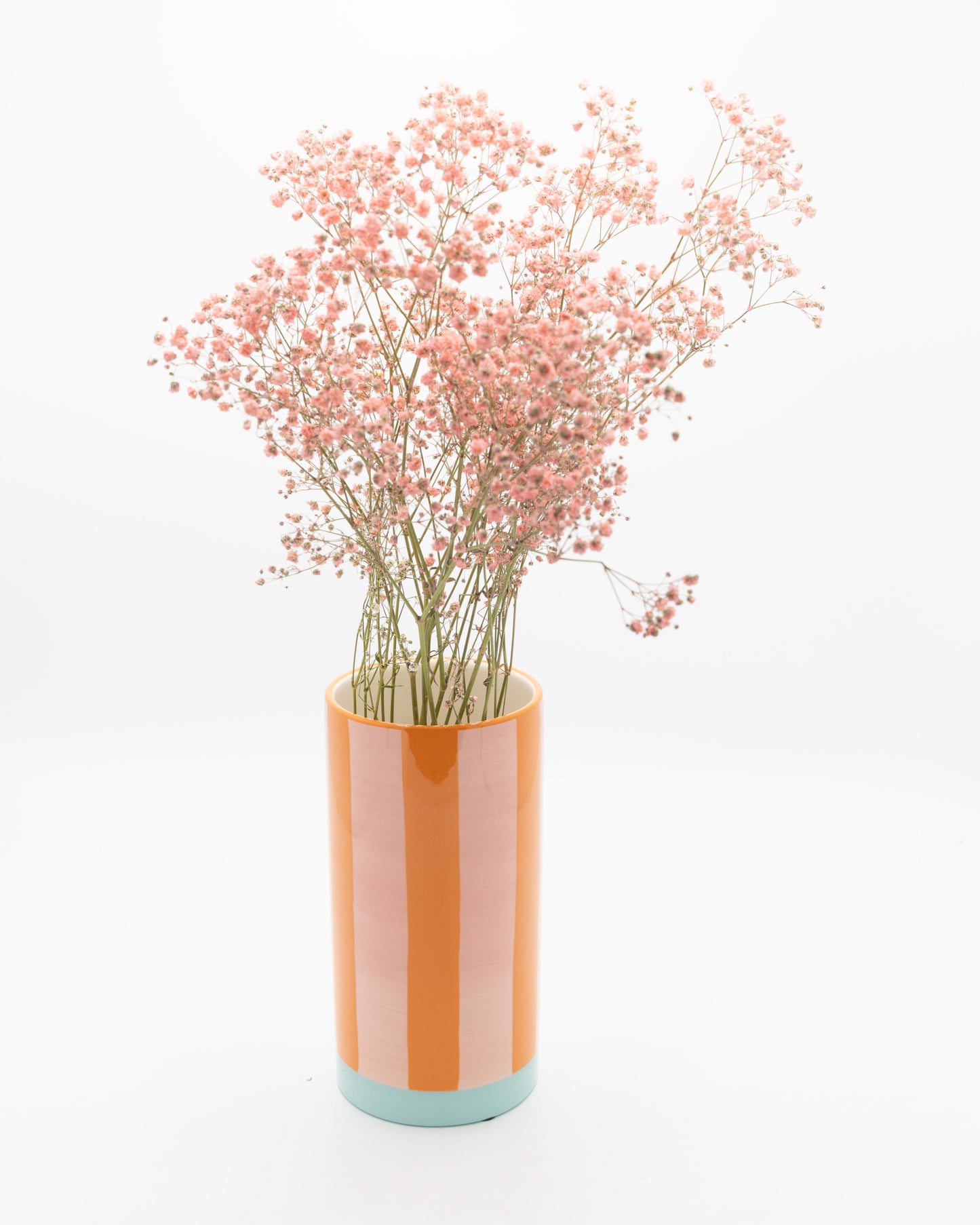 Oranje, roze gestreepte vaas