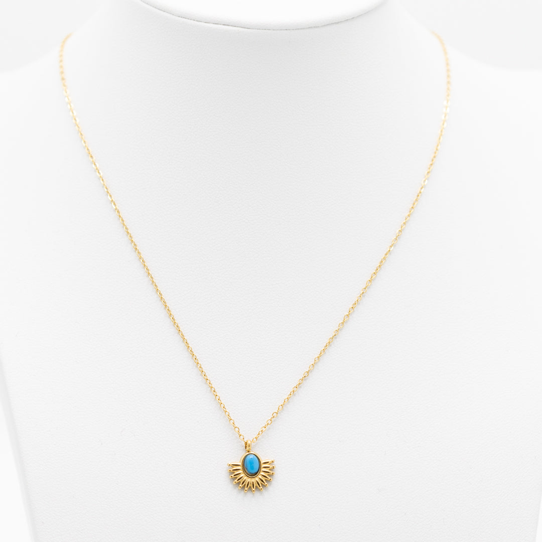 Ketting Bohostijl met blauw steentje