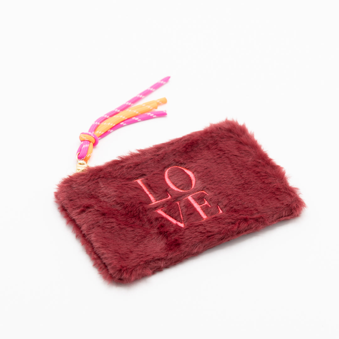 Burgundy, fluffy LOVE-zakje