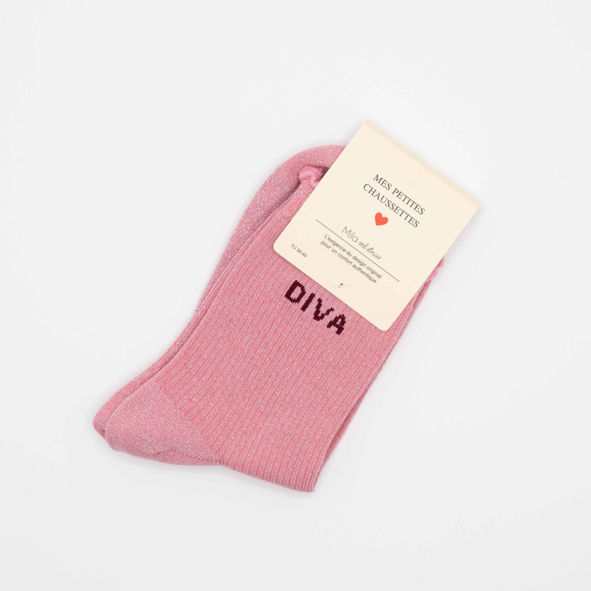 Roze, hippe sokken met opschrift DIVA