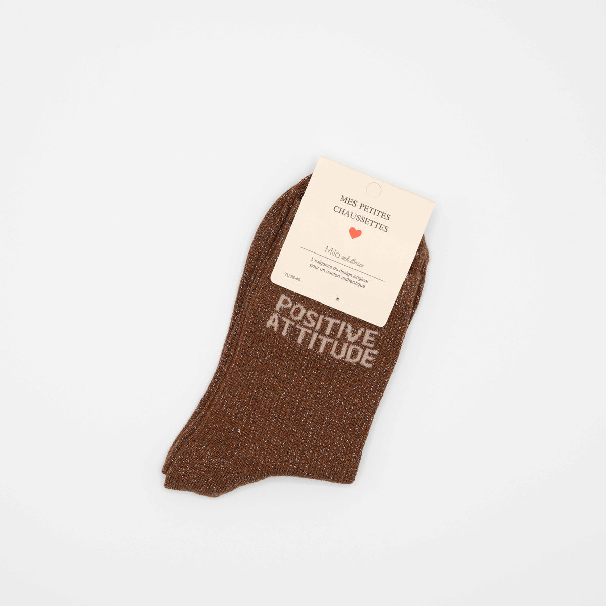 Camel, hippe sokken met opschrift POSITIVE ATTITUDE